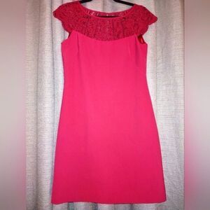 Cap Sleeve Lace Shift Dress White House Black Market Sz 2 Red Burgundy M…